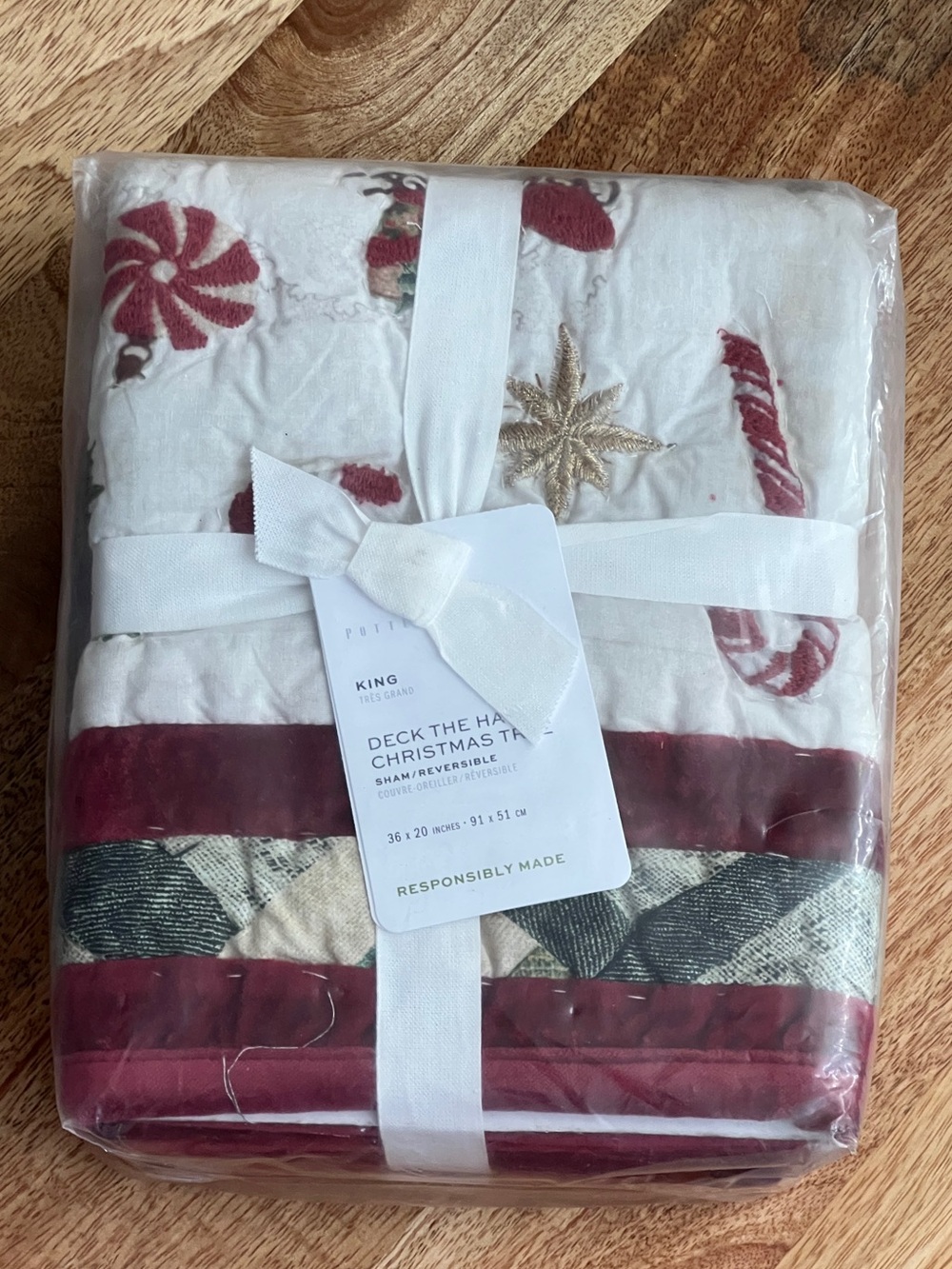 Pottery Barn Deck the Halls Christmas Tree Reversible Quilted Sham King NWT